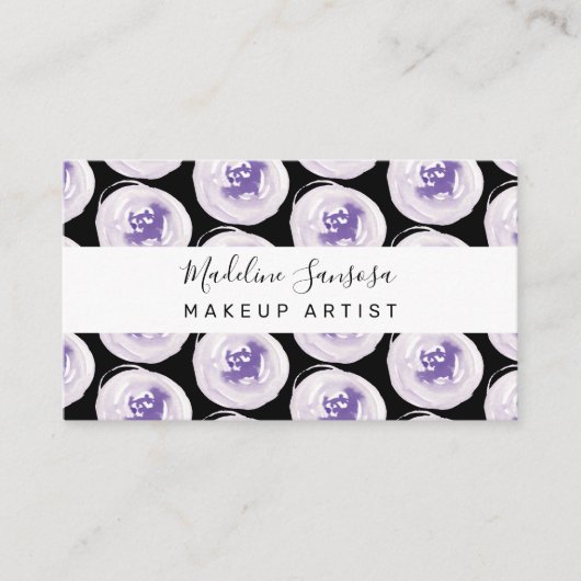 水彩色のケシ紫のメイクアップアーティスト 名刺 (正面)