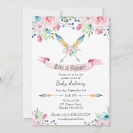 水彩色のジェンダーが弓または矢印を表示 招待状