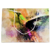 水彩色のハチドリ ラージペーパーバッグ (正面)