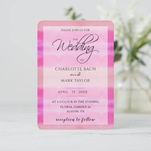 水彩色のピンク 招待状 (スタンド正面)