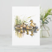 水彩色のマラードアヒル シーズンカード (スタンド正面)