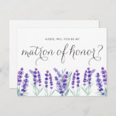 水彩色のラベンダーが私の名誉のマトロン インビテーションポストカード (正面/裏面)