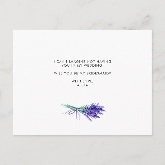 水彩色のラベンダーが私の花嫁になる インビテーションポストカード (裏面)