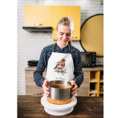 水彩色の可愛い鳥赤ロビン エプロン