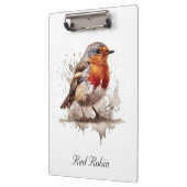 水彩色の可愛い鳥赤ロビン クリップボード (左)