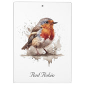 水彩色の可愛い鳥赤ロビン クリップボード (裏面)