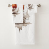 水彩色の可愛い鳥赤ロビン バスタオルセット (インサイチュ)