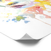 水彩色の女性の顔デコパージュプリント ポスター (角)