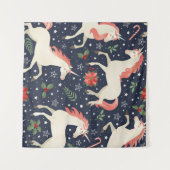水彩色の抽象芸術青の三角形のシームレスな背景 タペストリー (正面(横))
