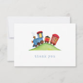 水彩色の汽車の誕生日 サンキューカード (正面)