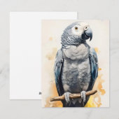 水彩色の灰色のオウム シーズンカード (正面/裏面)