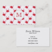 水彩色の赤いカニのビーチデザイン 名刺 (正面/裏面)