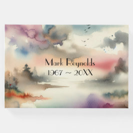 水彩色の霧の多い木や鳥 ゲストブック