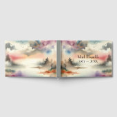 水彩色の霧の多い木や鳥 ゲストブック (全面)