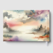 水彩色の霧の多い木や鳥 ゲストブック (裏面)