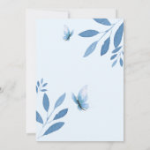 水彩色の青い蝶のフローラベイビーシャワー 招待状 (裏面)