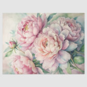 水彩色みすぼらしいシックなピンクの牡丹の花束 薄葉紙 (正面)
