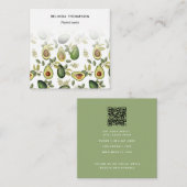 水彩色アボカド栄養士ディティシャンQRコード スクエア名刺 (正面/裏面)
