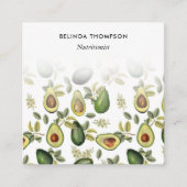 水彩色アボカド栄養士ディティシャンQRコード スクエア名刺 (正面)