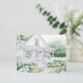 水彩色アメリカーナ愛国国コテージ シーズンポストカード (スタンド正面)