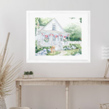 水彩色アメリカーナ愛国国コテージ