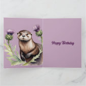 水彩色オッターとティスル誕生日 カード (内部)