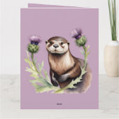 水彩色オッターとティスル誕生日 カード (裏面)