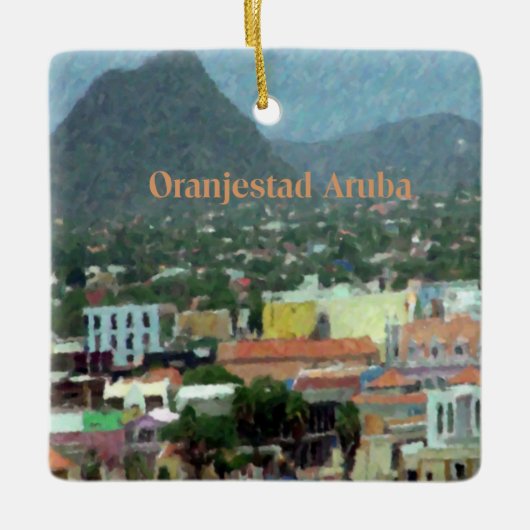 水彩色オランジスタッド、アルバ セラミックオーナメント (正面)