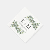 水彩色オリーブ離れ。イタリアン結婚夏 スタンダードカクテルナプキン (角)