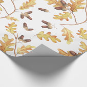 水彩色オーク葉材とどんぐりの包装紙 ラッピングペーパー (角)