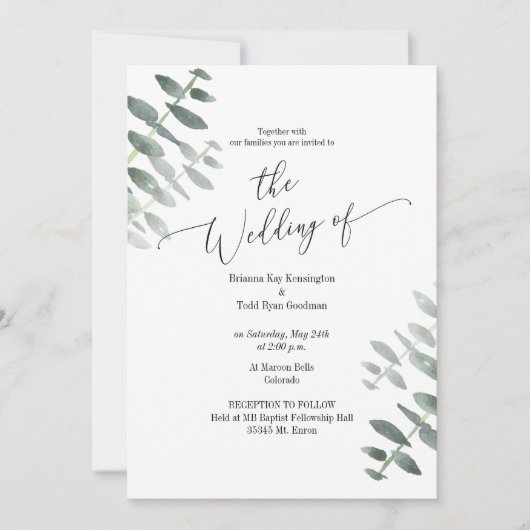 水彩色オーストラリアのユーカリ招待状 招待状 (正面)