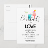 水彩色カクテル  ブライダルシャワー  バチェロレッテ ポストカード (正面/裏面)