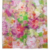 水彩色カラフルフローラコラージュ シャワーカーテン (正面)