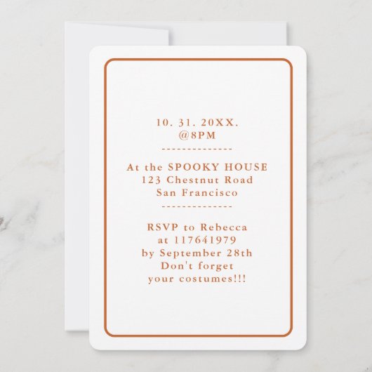 水彩色クロウハロウィーン招待状カード 招待状 (裏面)