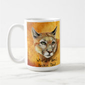 水彩色クーガーアニマルワールド最高のズボーナスパパ コーヒーマグカップ (左)