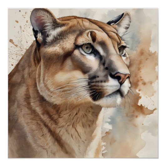 水彩色クーガーno 4 ポスター (正面)