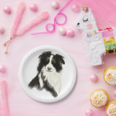 水彩色コリー縁どドッグペット動物 ペーパープレート (パーティー)