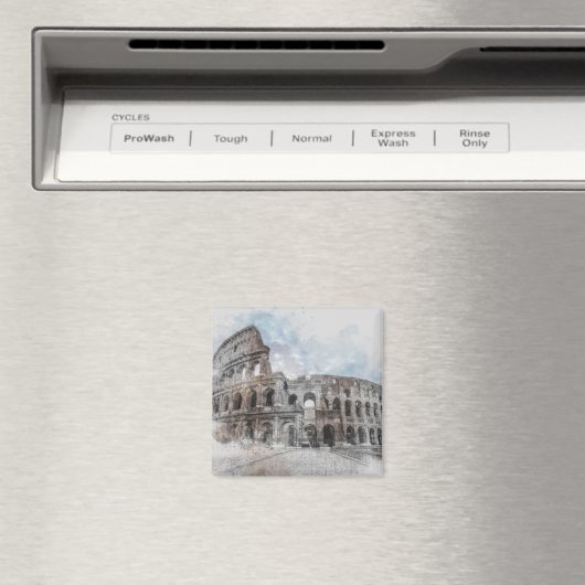 水彩色コロッセウムマグネット – ローマイタリアヴィンテージ マグネット (インサイチュ (食洗機))