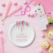 水彩色コーラルオレンジピンクカスタムウェディングプレート ペーパープレート (パーティー)