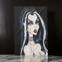 水彩色ゴシック魔女ハロウィーン キッチンタオル