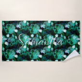 水彩色ゴシックMermaidスケールSeashellsスカル ビーチタオル (正面)