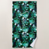 水彩色ゴシックMermaidスケールSeashellsスカル ビーチタオル (正面)