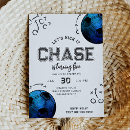 水彩色サッカー誕生日招待状 招待状
