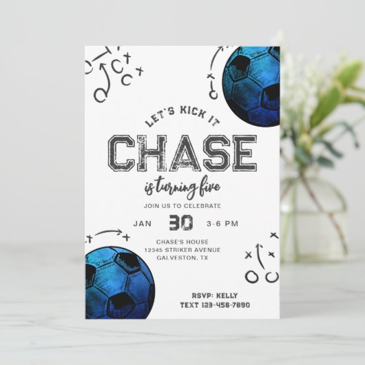水彩色サッカー誕生日招待状 招待状 (スタンド正面)