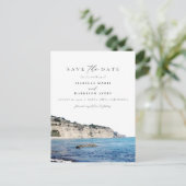 水彩色サンタクルーズカリフォルニアビーチスカイライン ポストカード (スタンド正面)