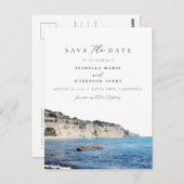 水彩色サンタクルーズカリフォルニアビーチスカイライン ポストカード (正面/裏面)