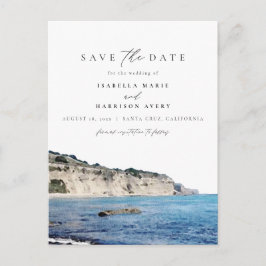 水彩色サンタクルーズカリフォルニアビーチスカイライン ポストカード