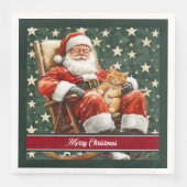 水彩色サンタクロース目出しクリスマスナプキンズ (正面)