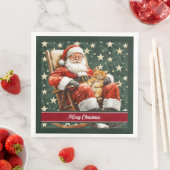 水彩色サンタクロース目出しクリスマスナプキンズ (インサイチュ)