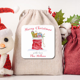 水彩色サンタズ抱き枕クリスマス スクエアシール